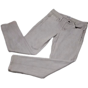 Vigoss Thompson Tomboy Light Grey Five Pocket Mid Rise Tapered Leg Color Denim